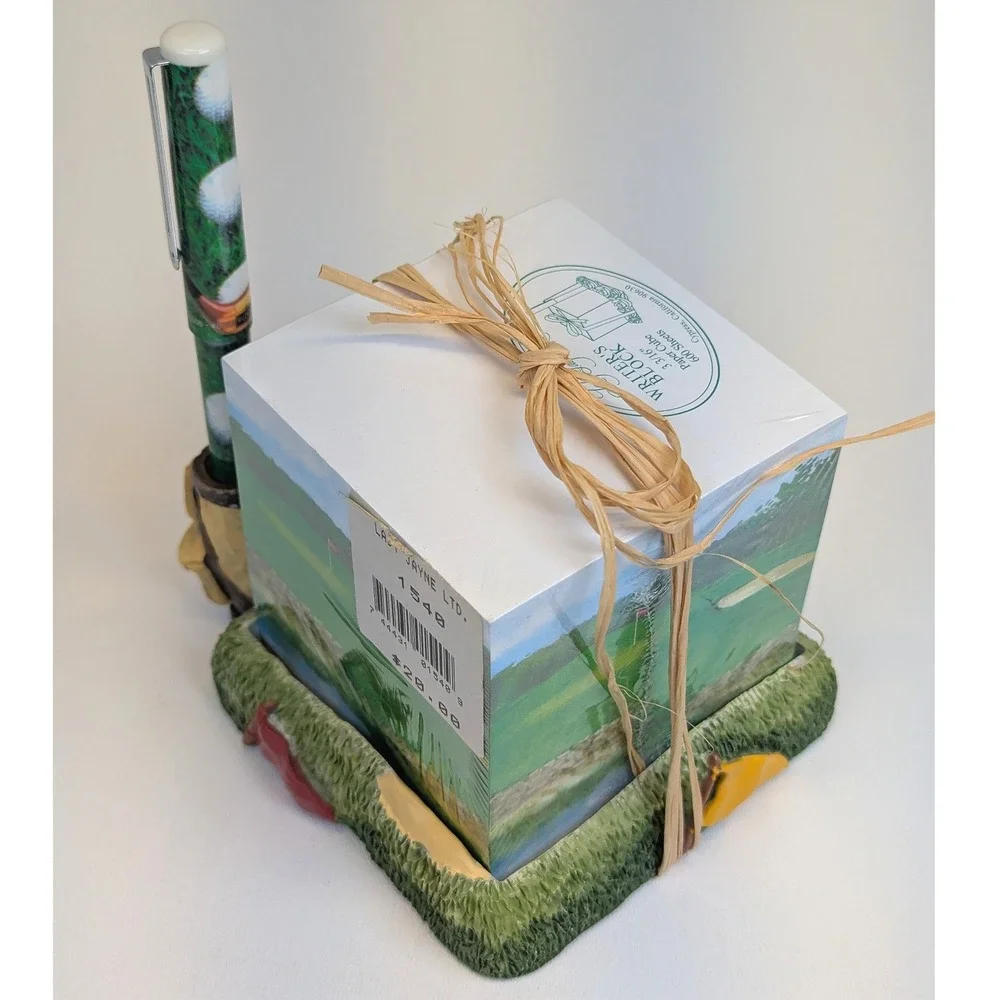 Lady Jayne Ltd Golf Writer's Memo Pad, Pen & Holder Set Office Desk Accessory